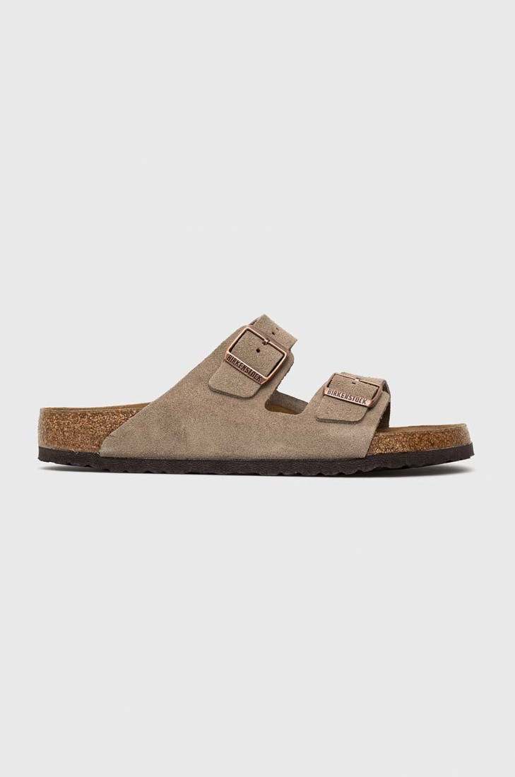 Semišové šľapky Birkenstock Arizona pánske, šedá farba