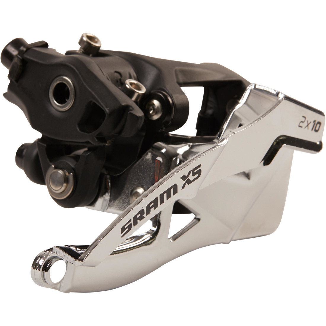 Prešmykač sram x5 2×10 31,8 mm horný a spodný záber, spodná objímka