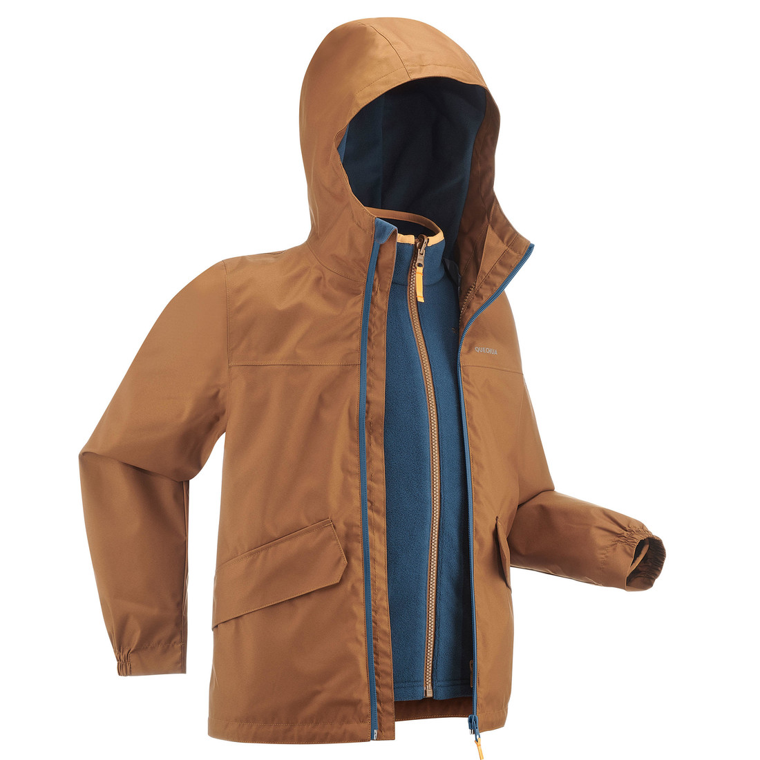 Detská nepremokavá turistická bunda 3 v 1 sh100 warm od 1 °c 7-13 roky