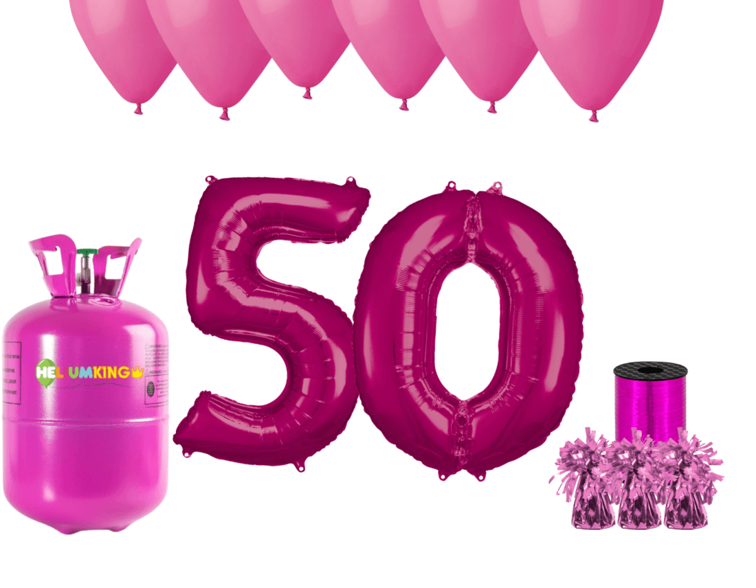 HeliumKing Hélium párty set na 50. narodeniny s ružovými balónmi