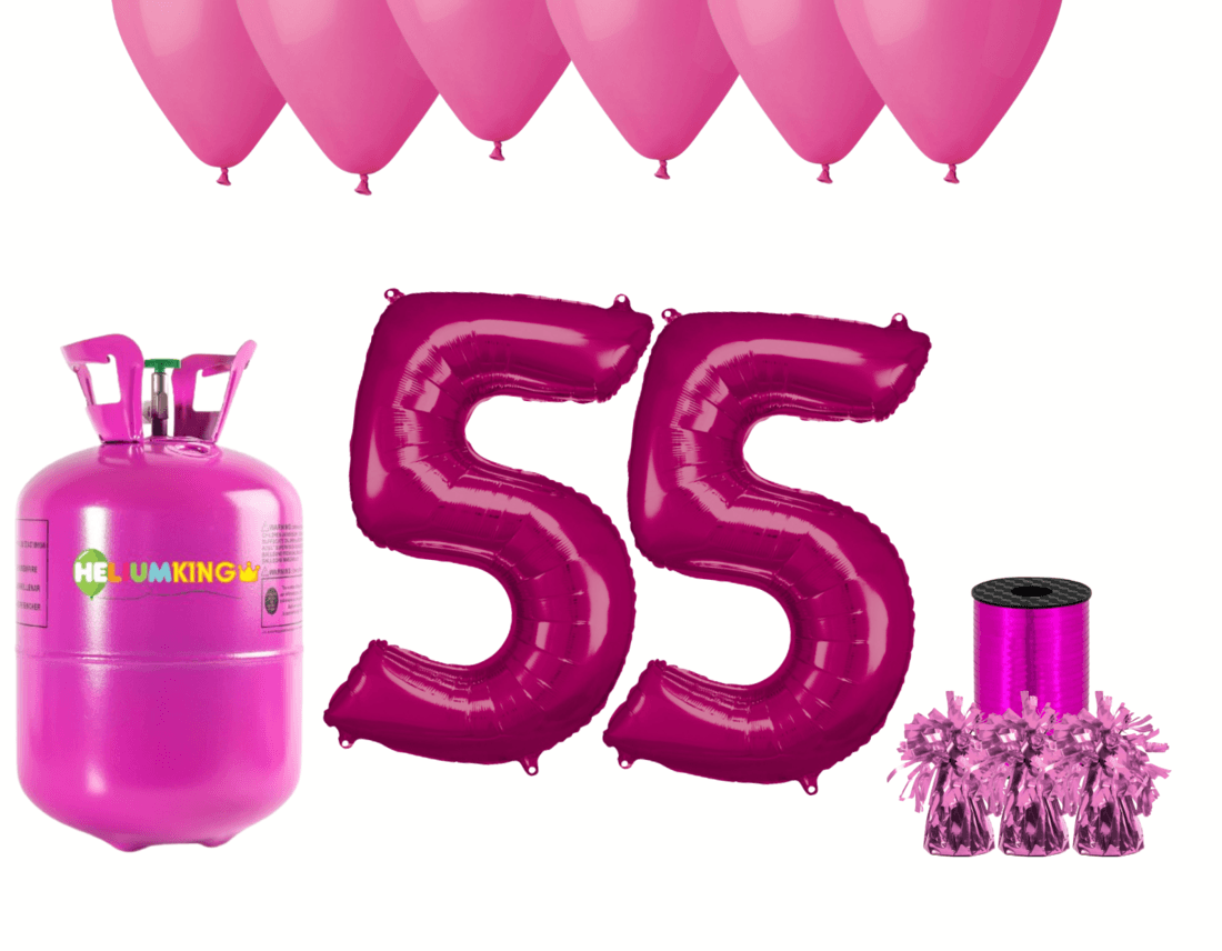HeliumKing Hélium párty set na 55. narodeniny s ružovými balónmi