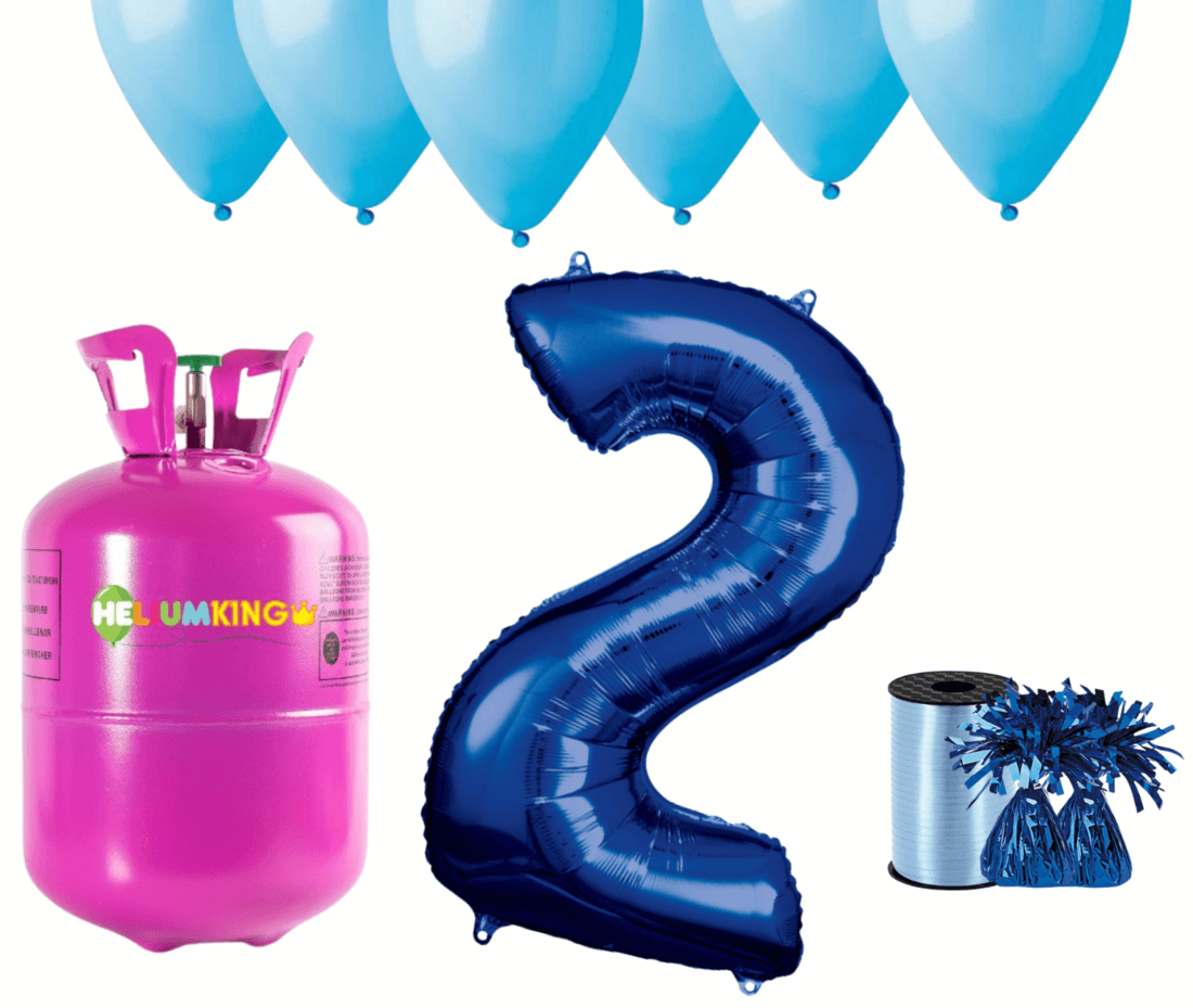 HeliumKing Hélium párty set na 2. narodeniny s modrými balónmi