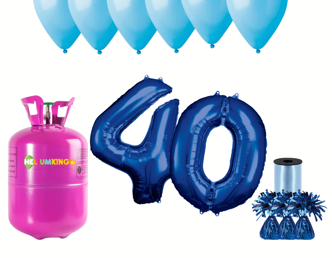 HeliumKing Hélium párty set na 40. narodeniny s modrými balónmi