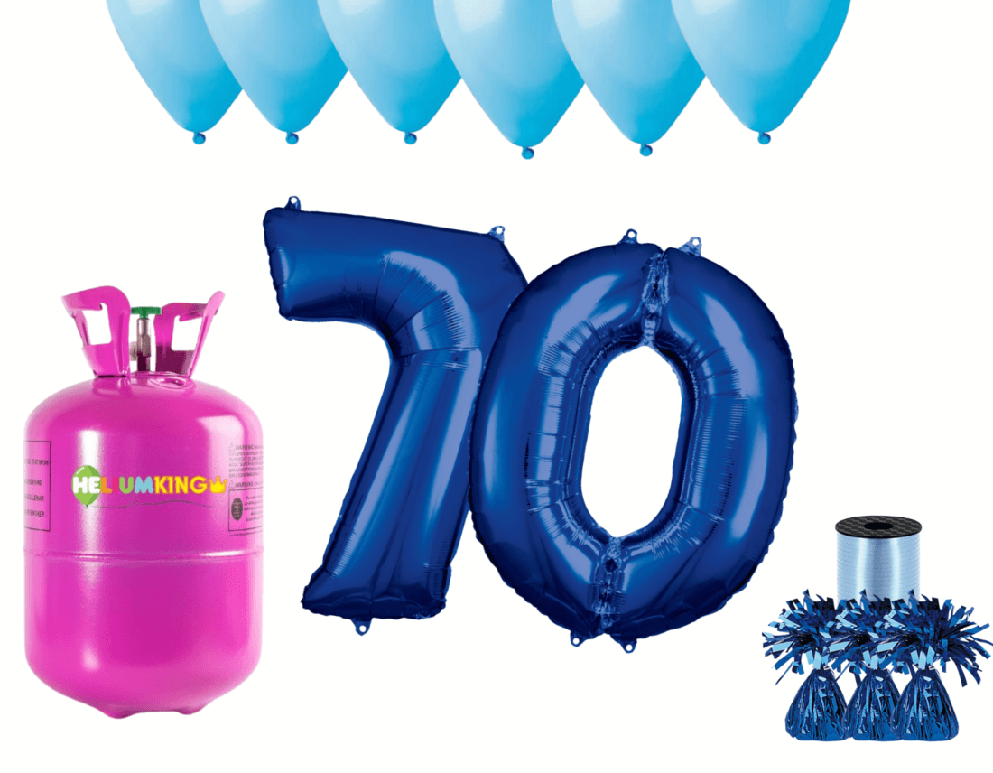 HeliumKing Hélium párty set na 70. narodeniny s modrými balónmi