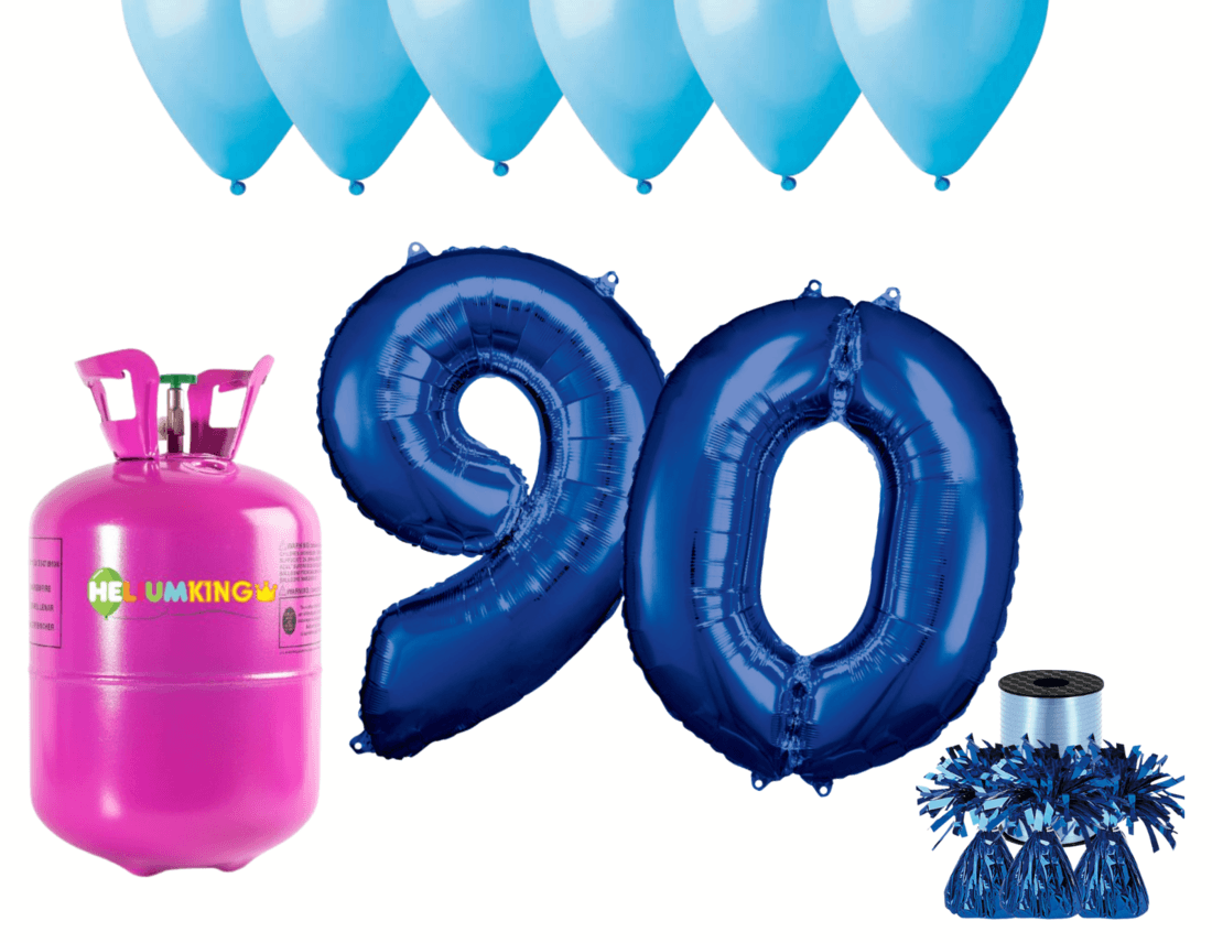 HeliumKing Hélium párty set na 90. narodeniny s modrými balónmi