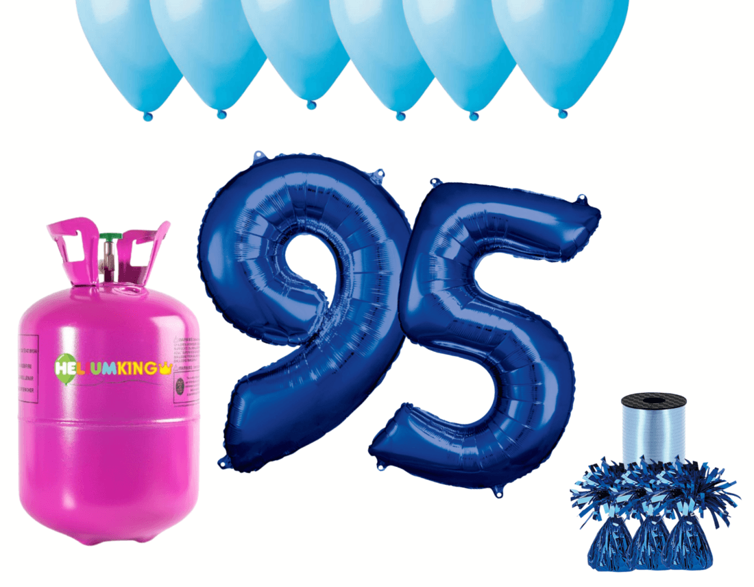 HeliumKing Hélium párty set na 95. narodeniny s modrými balónmi