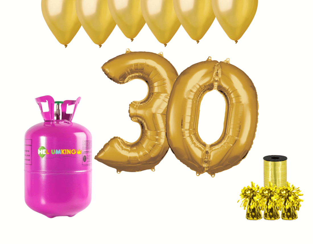 HeliumKing Hélium párty set na 30. narodeniny so zlatými balónmi