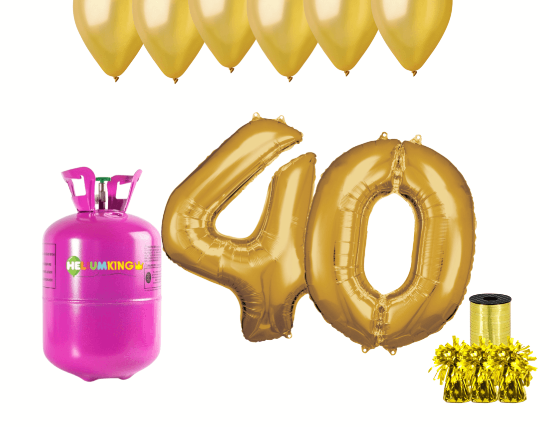 HeliumKing Hélium párty set na 40. narodeniny so zlatými balónmi