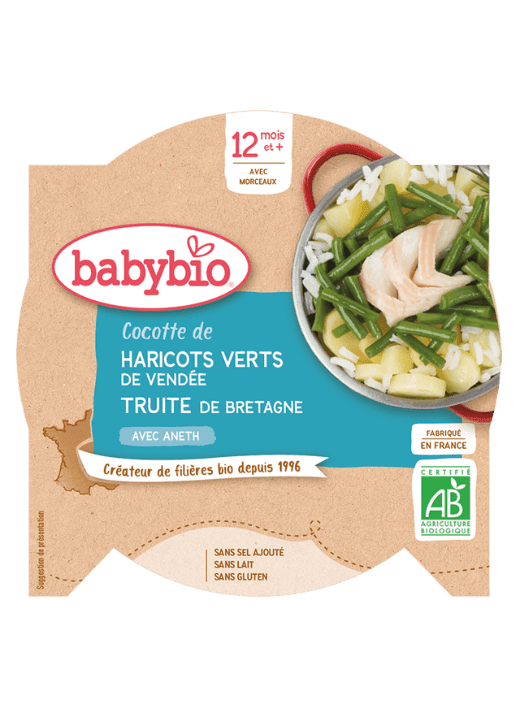 Babybio Zelené fazuľky pastinák pstruh z Bretónska 230 g