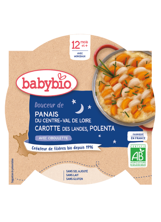 Babybio Good Night menu Paštrnák, mrkva a polenta s pažítkou 2 x 200 g