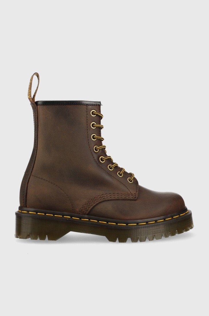 Kožené workery Dr. Martens 1460 Bex dámske, hnedá farba, na plochom podpätku