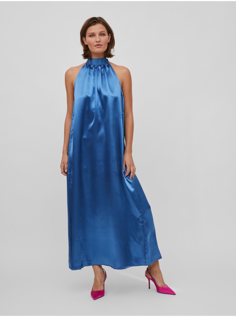 Blue Ladies Satin Maxi-dress VILA Sittas - Ladies
