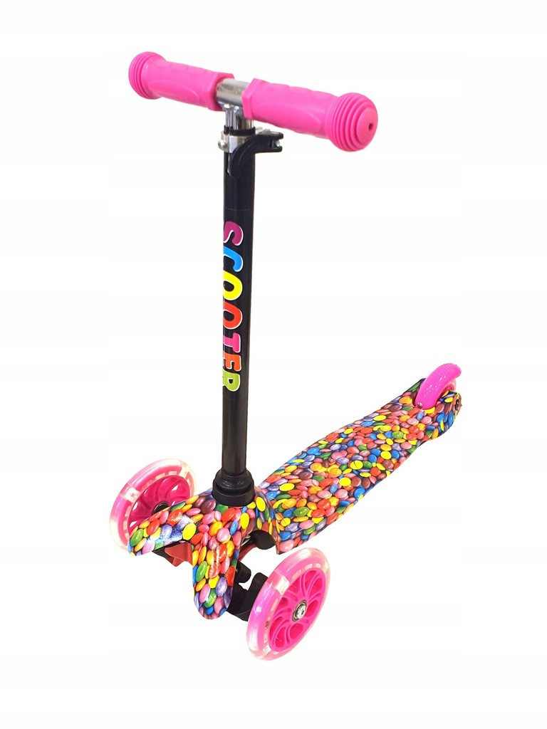 Kolobežka trojkolesová MINI SCOOTER so svietiacimi kolieskami, BONBON