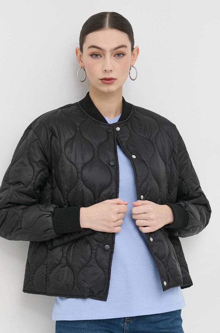 Bunda Silvian Heach dámska, čierna farba, prechodná, oversize