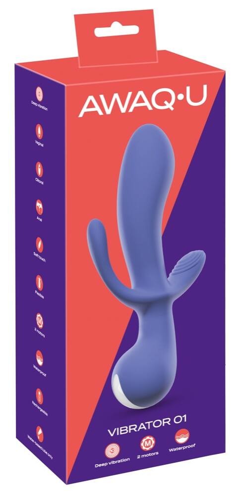 AWAQ.U 1 - cordless, 3-prong vibrator (purple)