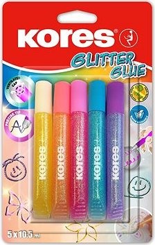 KORES Glitter glue 5 × 10,5 ml, pastel