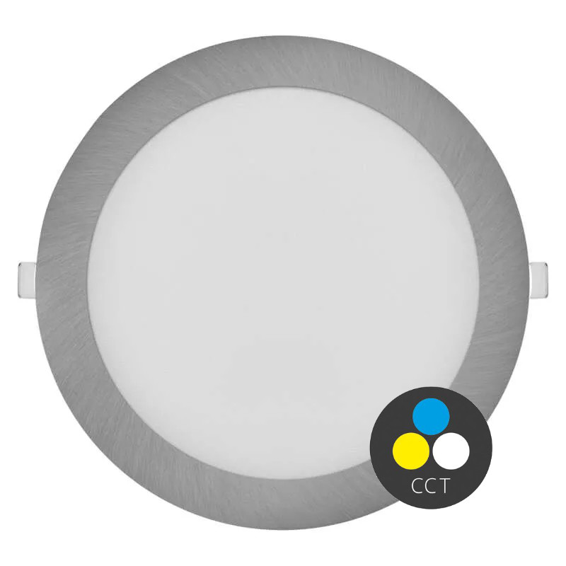 EMOS Strieborný vstavaný LED panel guľatý 225mm 18W CCT Premium ZD1243