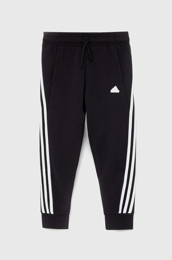 Detské tepláky adidas G FI 3S čierna farba, s nášivkou
