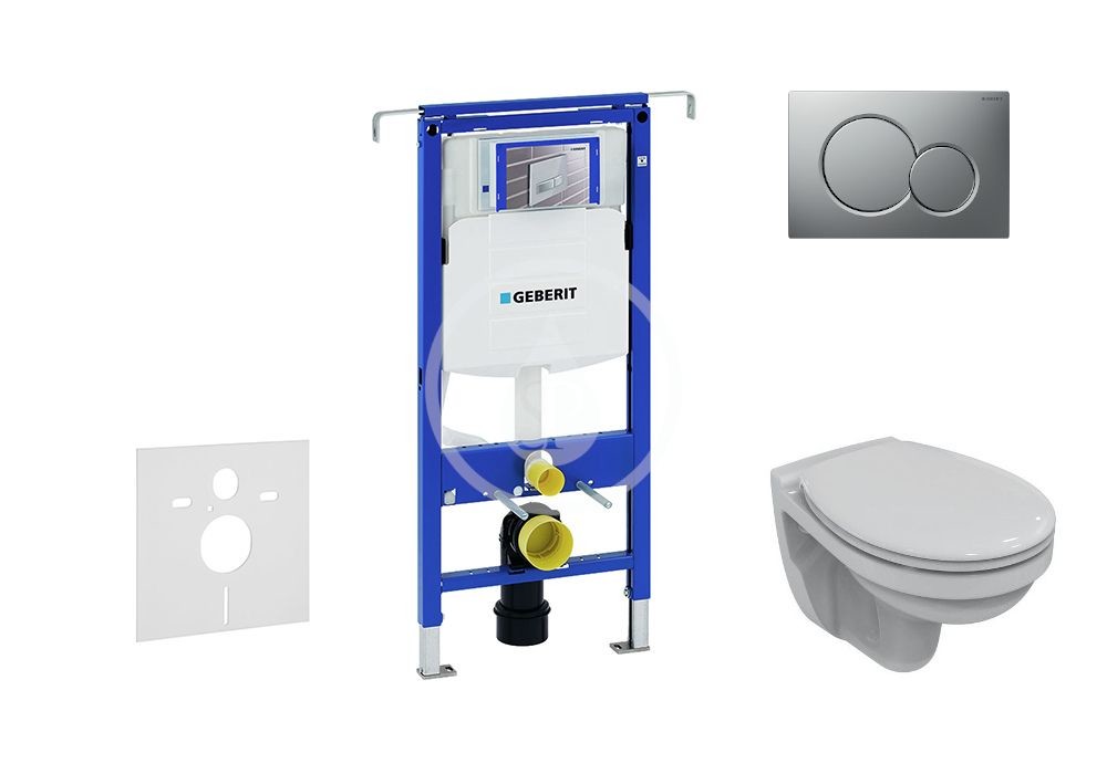 GEBERIT - Duofix Modul na závesné WC s tlačidlom Sigma01, matný chróm + Ideal Standard Quarzo - WC a doska 111.355.00.5 ND3