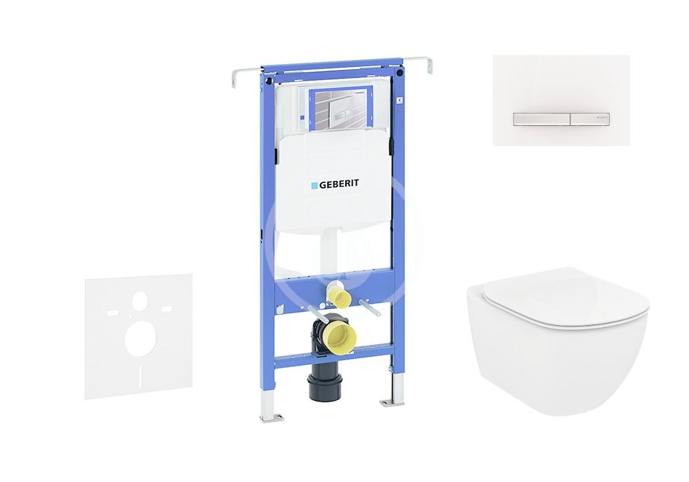 GEBERIT - Duofix Modul na závesné WC s tlačidlom Sigma50, alpská biela + Ideal Standard Tesi - WC a doska, Rimless, SoftClose 111.355.00.5 NE8
