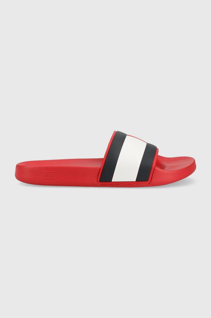 Šľapky Tommy Hilfiger RUBBER TH FLAG POOL SLIDE pánske, červená farba, FM0FM04263
