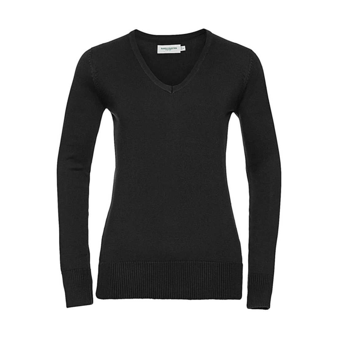 Sveter dámsky pletený Russel V-Neck - čierny, XXS