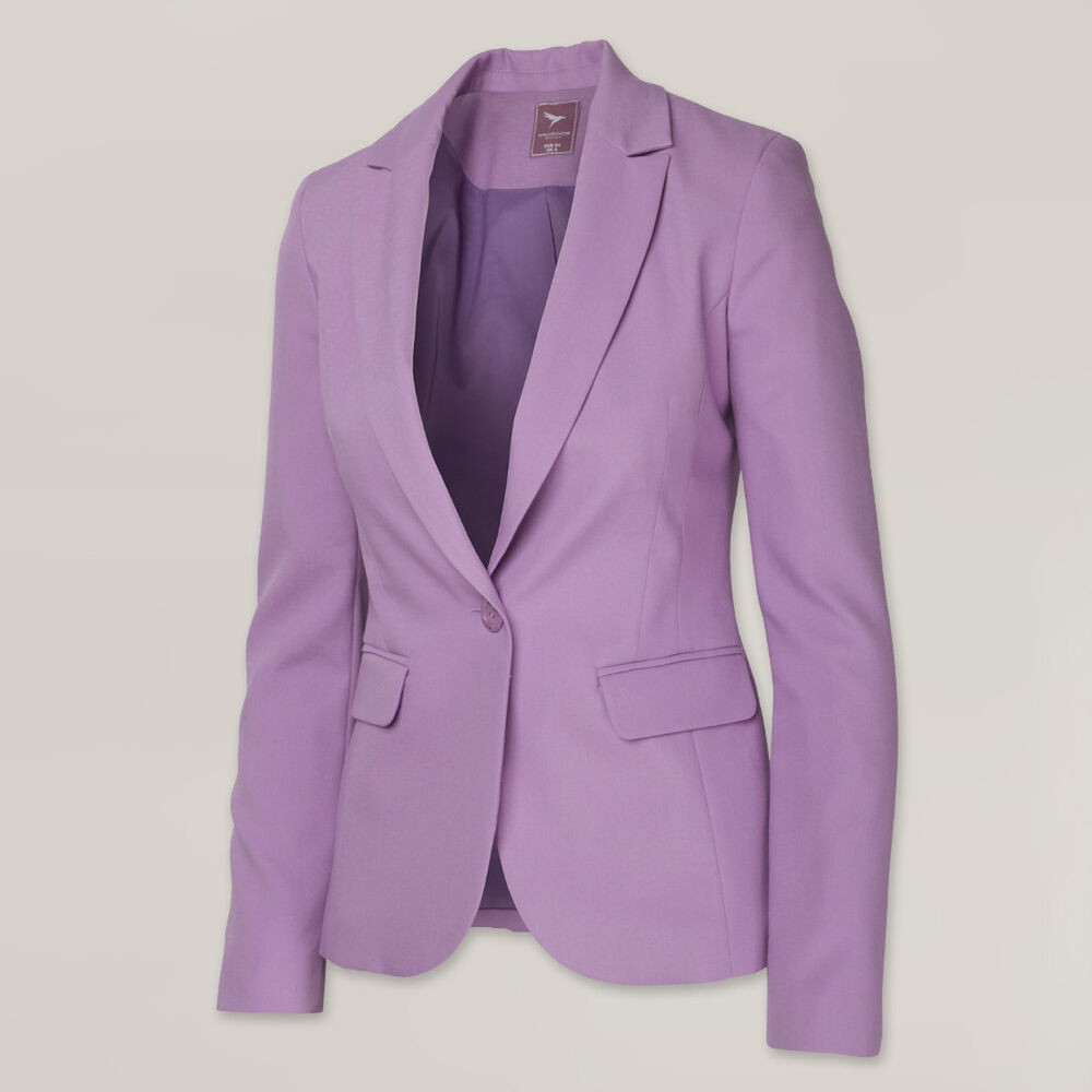 Elegantné dámske sako long size svetlofialovej farby 14862