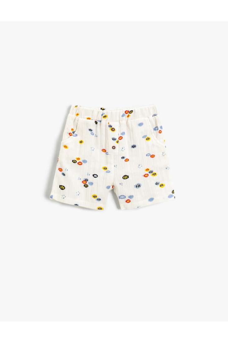 Koton Shorts - Ecru - Normal Waist