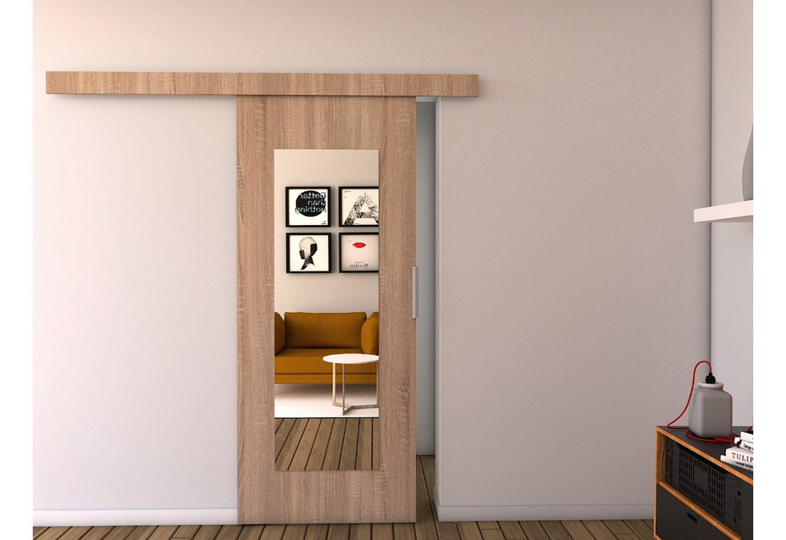 Expedo Posuvné dvere so zrkadlom LIVELLO I, 106x205, sonoma