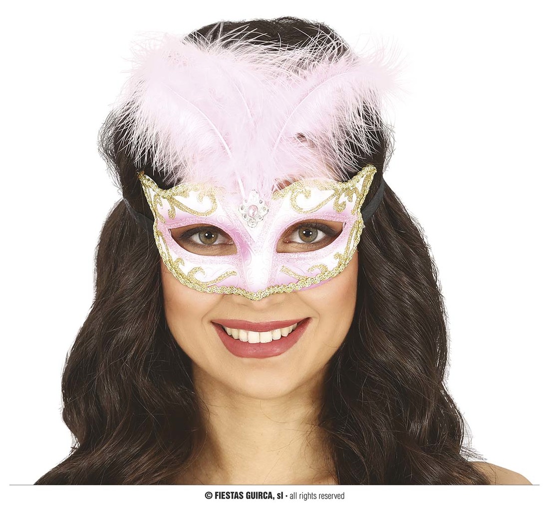 Guirca Škraboška ružová s ružovým pierkom