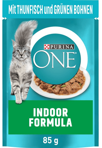 Nestle PURINA ONE cat Indoor mini filetky s tuniakom a zelenými fazuľkami v šťave 26x85g