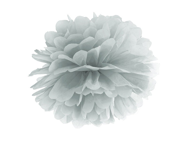 PartyDeco Dekorácia - Strieborný Pompom 35 cm