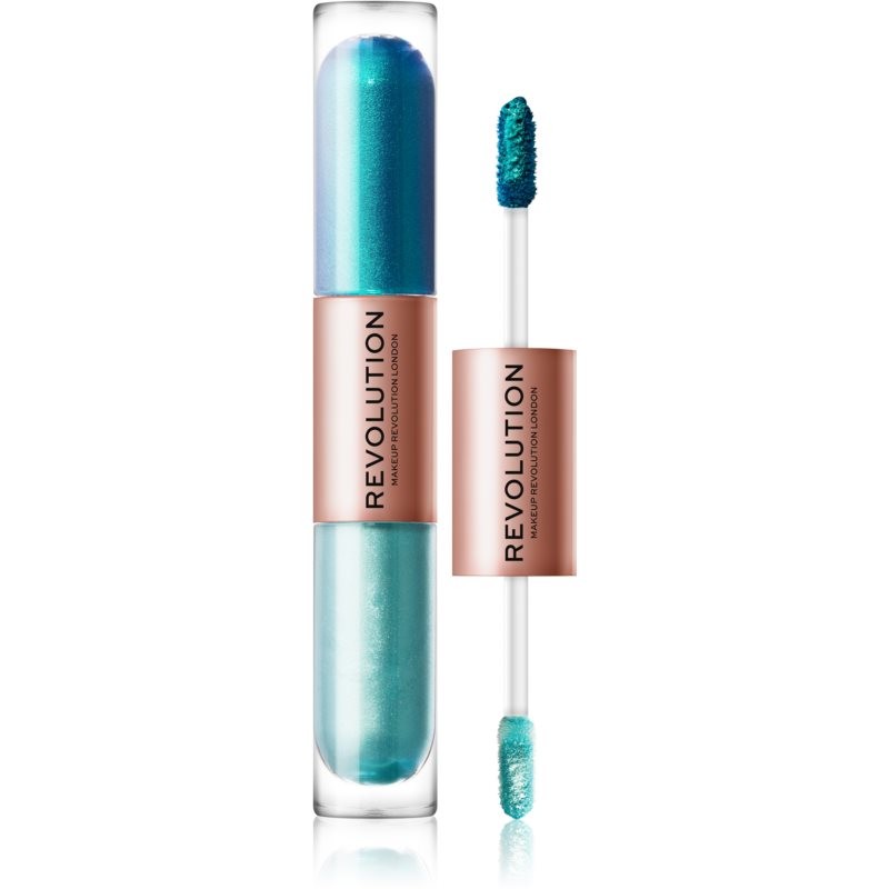 Makeup Revolution Double Up tekuté očné tiene 2 v 1 odtieň Tranquillity Blue 2x2,2 ml