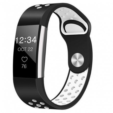 Fitbit Charge 2 Silicone Sport (Small) remienok, Black/White (SFI003C08)