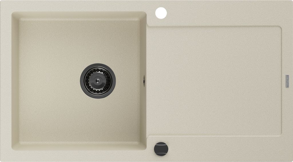 MEXEN/S MEXEN/S - Leo granitový drez 1 s odkvapkávačom 900x500 mm, béžová,+ čierny sifón 6501901010-69-B