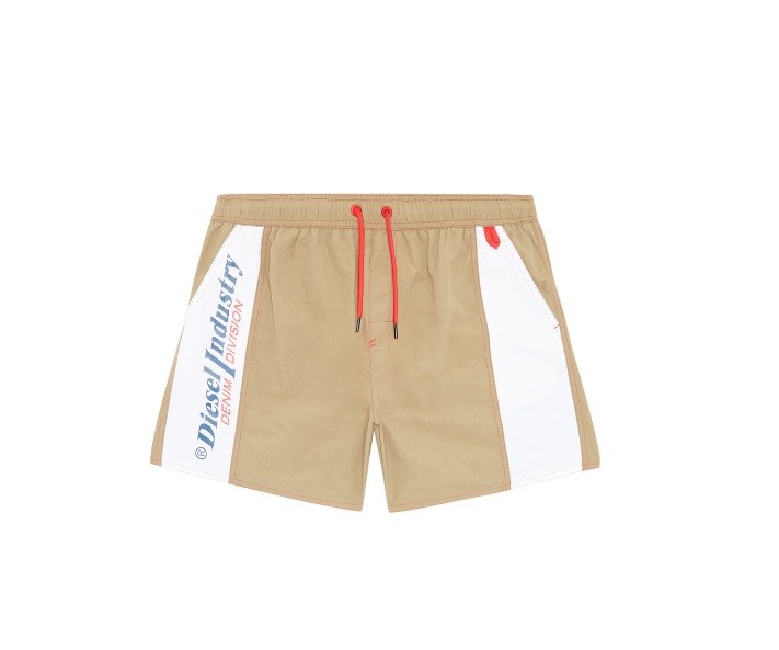Pánske kúpacie kraťasy 00SXLI 0PCAI E6489 khaki/biela - Diesel XL khaki