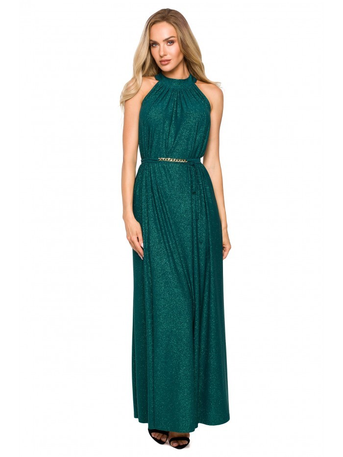 M721 Halter neck maxi dress - emerald EU UNI