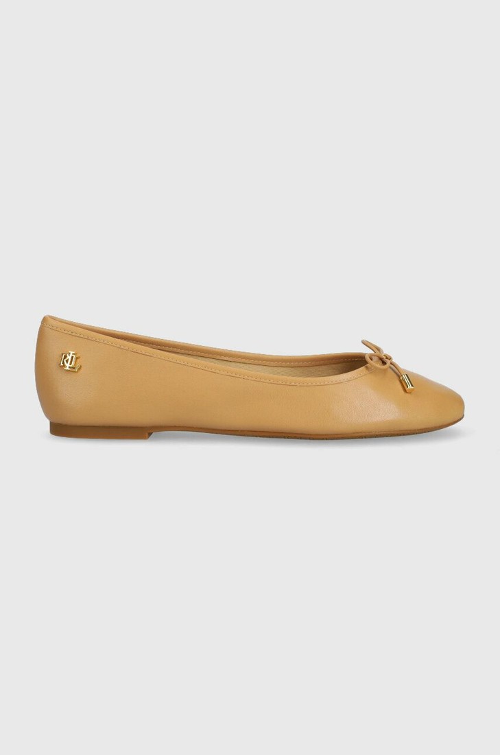 Kožené balerínky Lauren Ralph Lauren Jayna béžová farba, 802824650015
