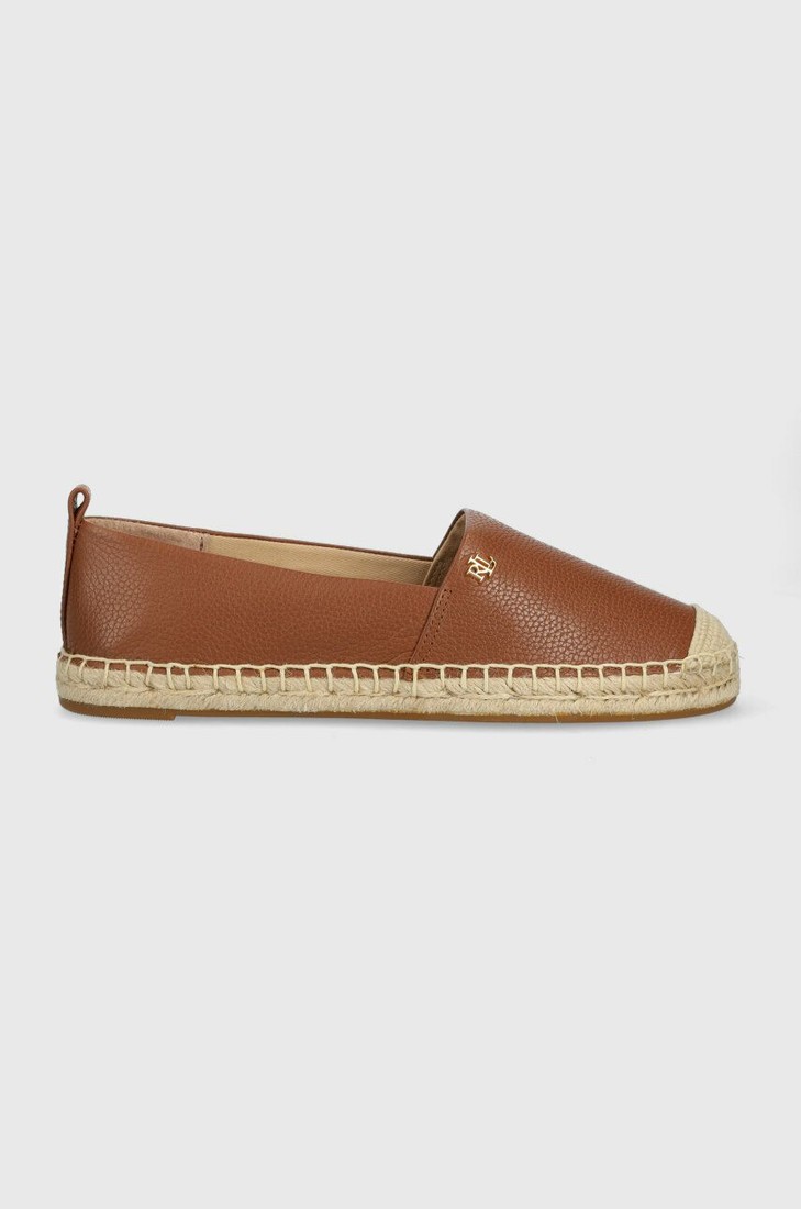 Kožené espadrilky Lauren Ralph Lauren Cameryn IV hnedá farba, 802905304002