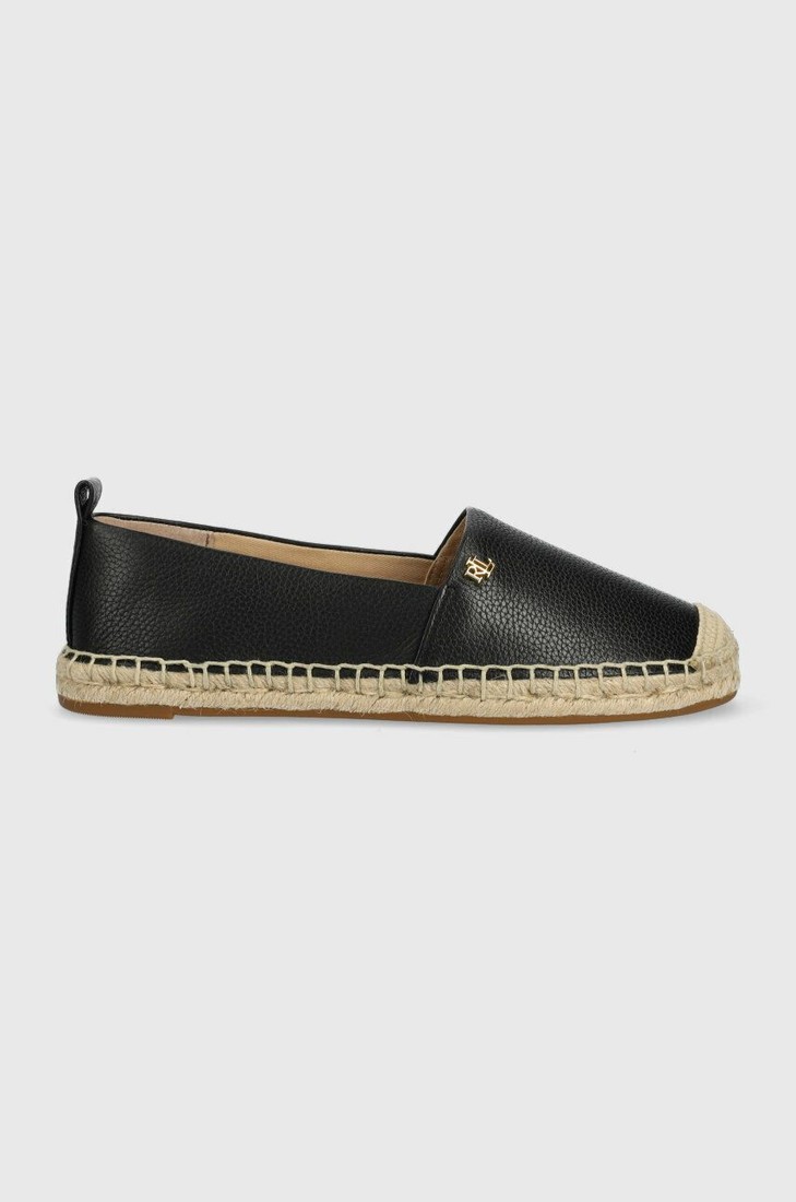 Kožené espadrilky Lauren Ralph Lauren Cameryn IV čierna farba, 802905304001