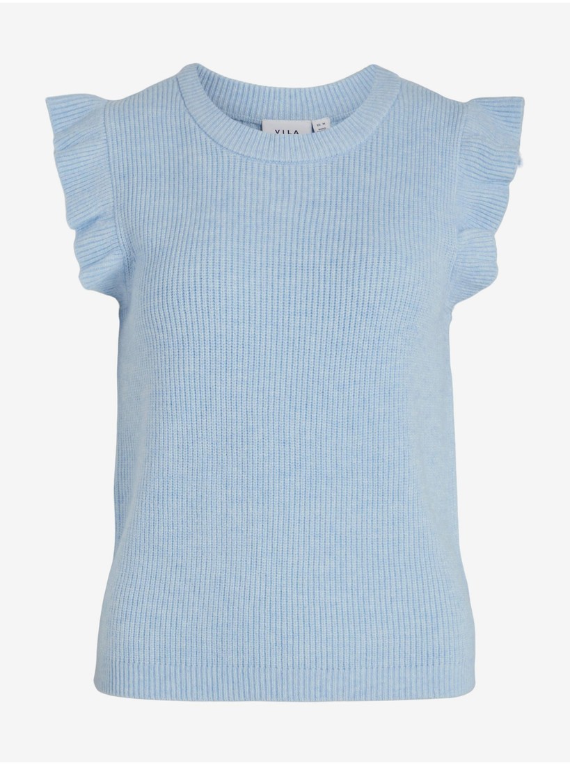 Light blue women's ribbed T-shirt VILA Ril - Women
