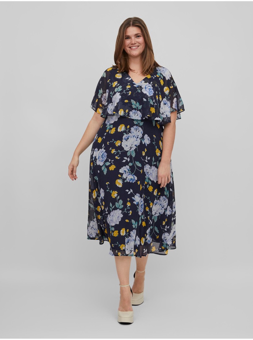 Dark blue ladies floral midishats VILA Rilla - Ladies