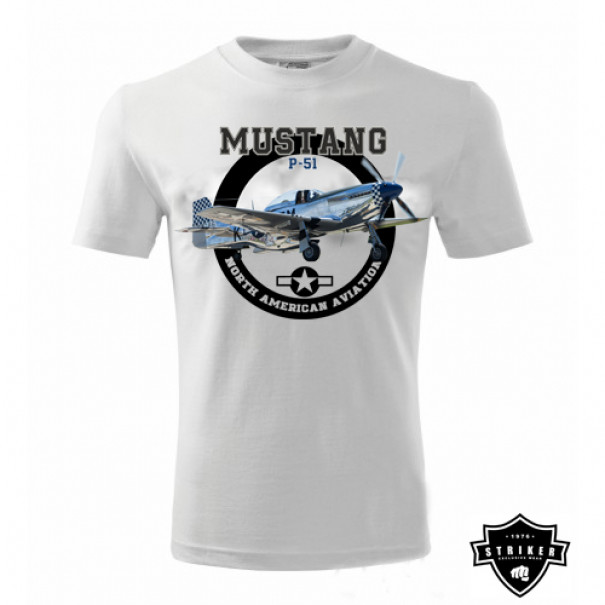 Triko Striker Mustang P-51 - biele, S