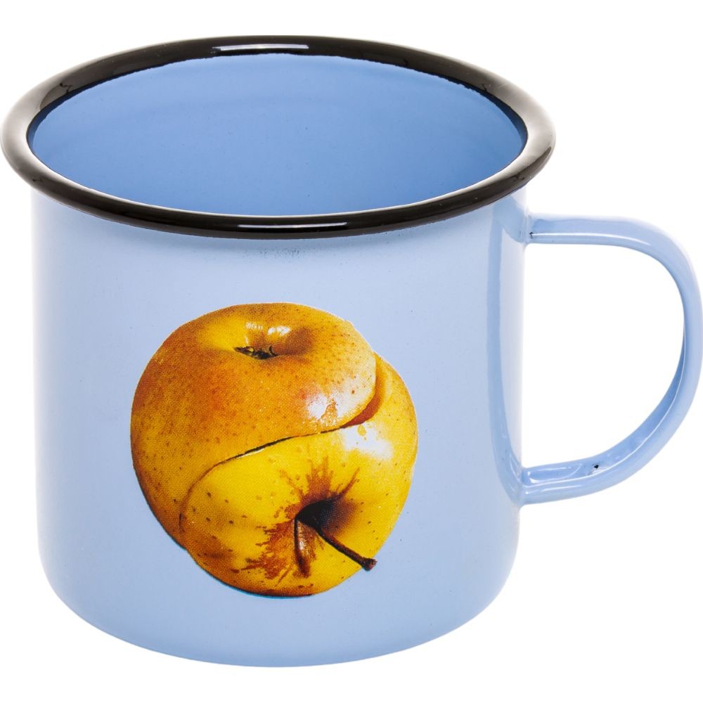 Smaltovaný hrnček TOILETPAPER APPLE Seletti 10 cm modrý
