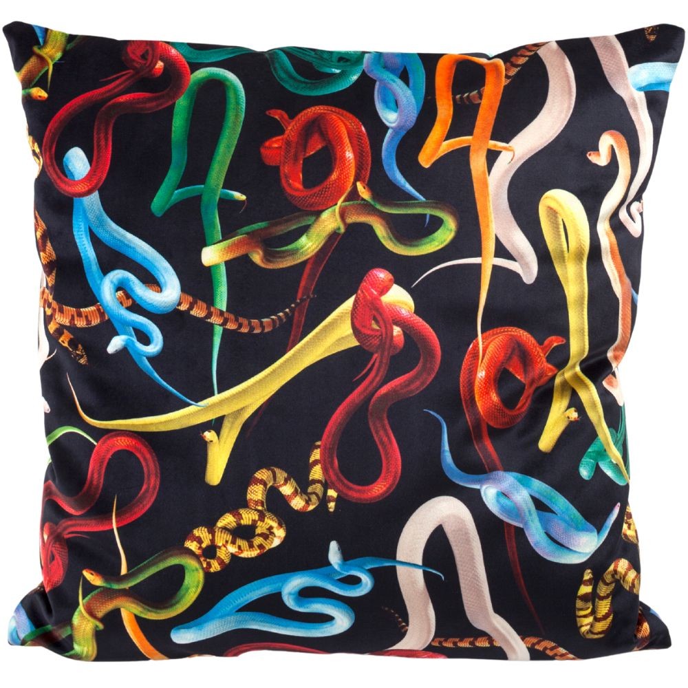 Vankúš TOILETPAPER SNAKES Seletti 50 x 50 cm čierny