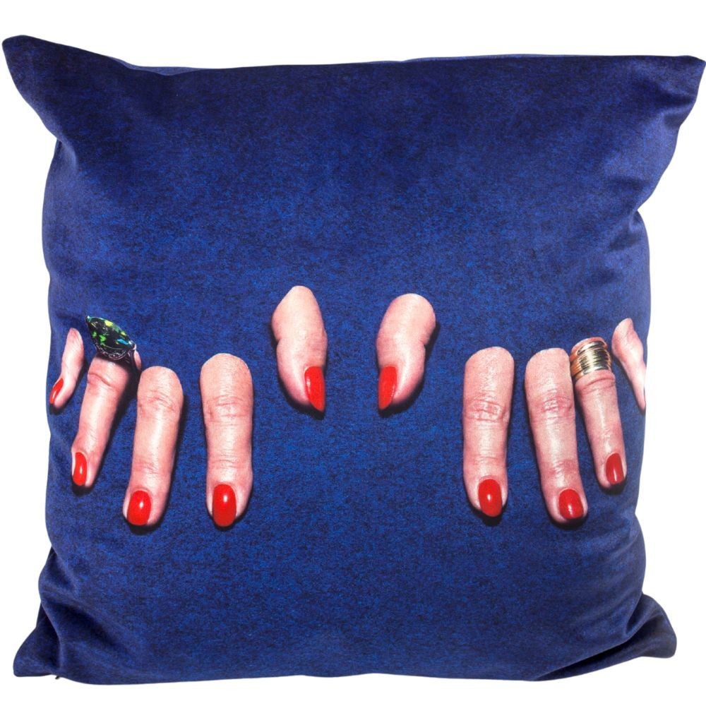 Vankúš TOILETPAPER FINGERS Seletti 50 x 50 cm modrý