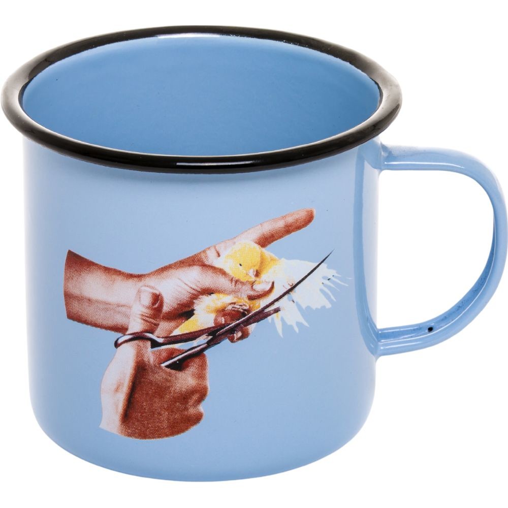 Smaltovaný hrnček TOILETPAPER BIRD Seletti 10 cm modrý