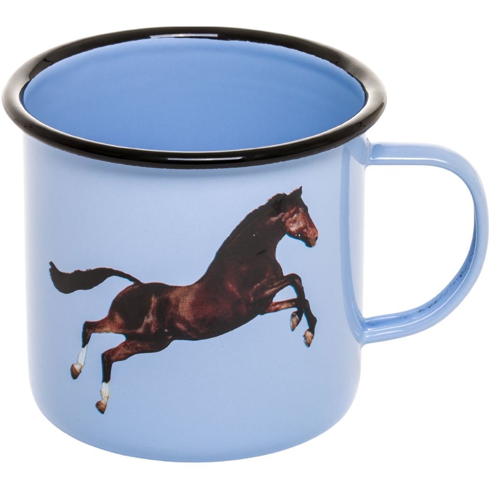 Smaltovaný hrnček TOILETPAPER HORSE Seletti 10 cm modrý