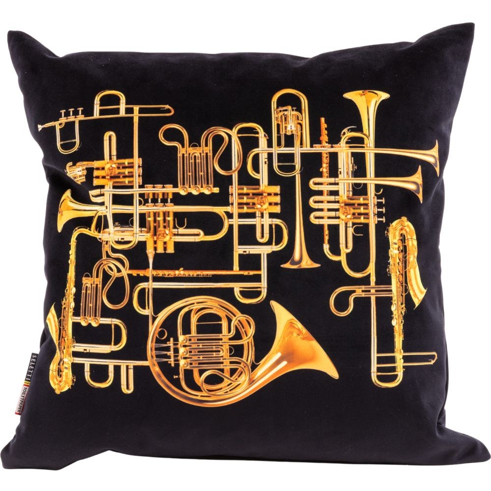 Vankúš TOILETPAPER TRUMPETS Seletti 50 x 50 cm čierny