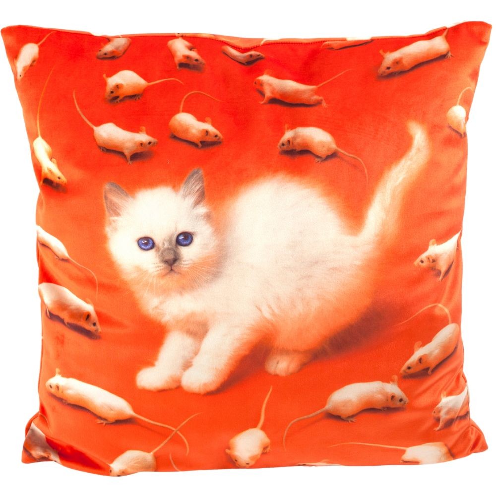 Vankúš TOILETPAPER KITTEN Seletti 50 x 50 cm červený